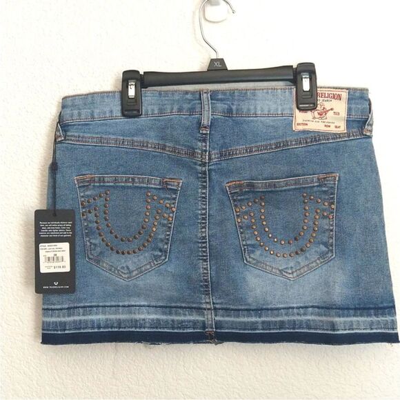 True Religion Denim Studded Mini Skirt Size 28 - Picture 5 of 9